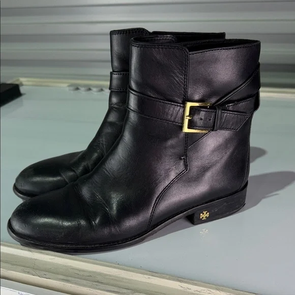 Tory Burch Brooke Black Leather Ankle Boots - Picture 2 of 14
